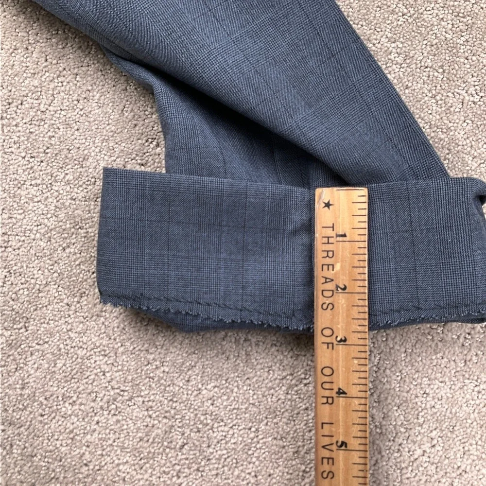 Alberto Cardinali Suit Mens 42S 36W 27L Blue Gray Plaid‎ Slim Fit  Lightweight